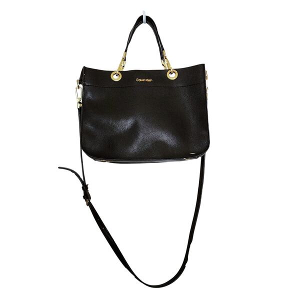 Calvin Klein Sandra Leather Tote Satchel Handbag - Picture 2 of 15